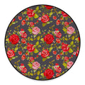 Pink Red Rose Floral Pattern Print Round Floor Mat