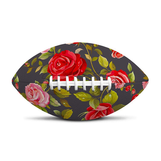 Pink Red Rose Floral Pattern Print Rugby Ball