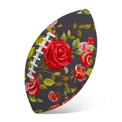 Pink Red Rose Floral Pattern Print Rugby Ball