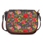 Pink Red Rose Floral Pattern Print Saddle Bag