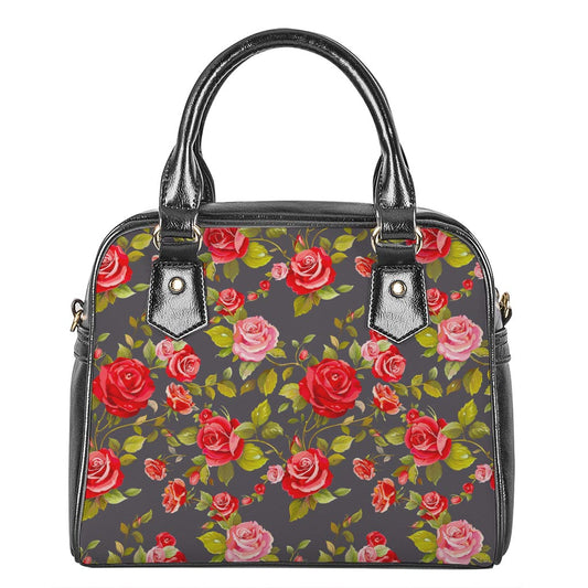 Pink Red Rose Floral Pattern Print Shoulder Handbag