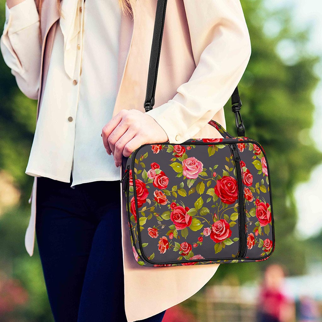 Pink Red Rose Floral Pattern Print Shoulder Strap Bible Bag