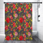 Pink Red Rose Floral Pattern Print Shower Curtain