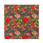 Pink Red Rose Floral Pattern Print Silk Bandana