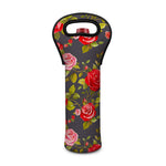 Pink Red Rose Floral Pattern Print Single Neoprene Wine Tote