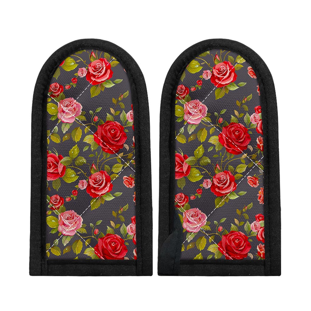 Pink Red Rose Floral Pattern Print Skillet Handle Cover