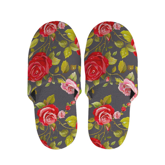 Pink Red Rose Floral Pattern Print Slippers