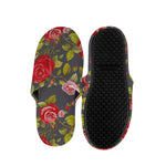 Pink Red Rose Floral Pattern Print Slippers