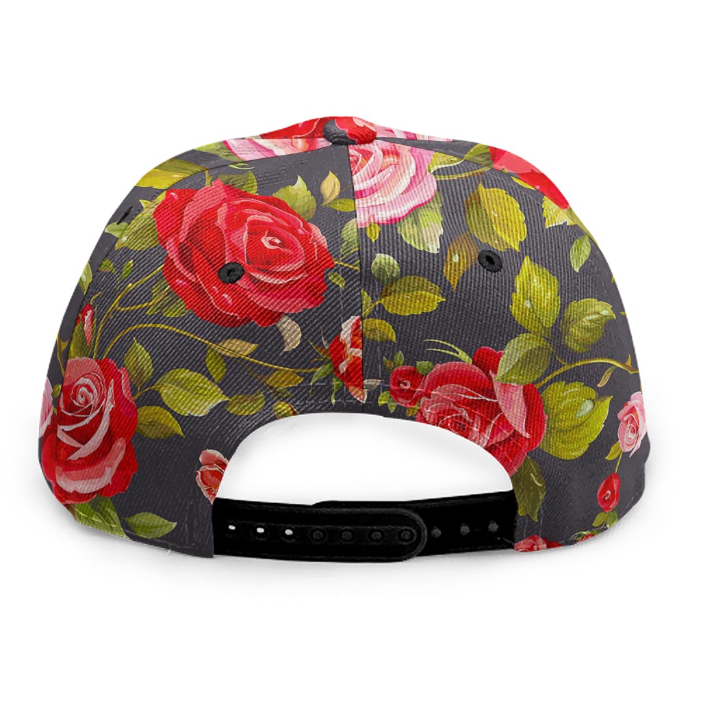 Pink Red Rose Floral Pattern Print Snapback Cap