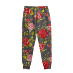 Pink Red Rose Floral Pattern Print Sweatpants