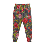 Pink Red Rose Floral Pattern Print Sweatpants