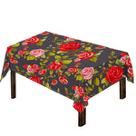 Pink Red Rose Floral Pattern Print Tablecloth