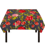 Pink Red Rose Floral Pattern Print Tablecloth