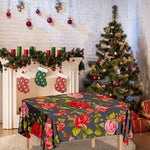 Pink Red Rose Floral Pattern Print Tablecloth