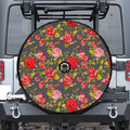 Pink Red Rose Floral Pattern Print Tire Cover With Camera Hole