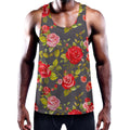 Pink Red Rose Floral Pattern Print Men's Workout Tank Top