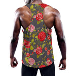Pink Red Rose Floral Pattern Print Training Tank Top