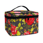 Pink Red Rose Floral Pattern Print Travel Makeup Bag