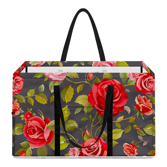 Pink Red Rose Floral Pattern Print Utility Tote Bag