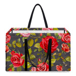 Pink Red Rose Floral Pattern Print Utility Tote Bag