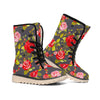 Pink Red Rose Floral Pattern Print Winter Boots