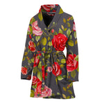 Pink Red Rose Floral Pattern Print Women's Bathrobe