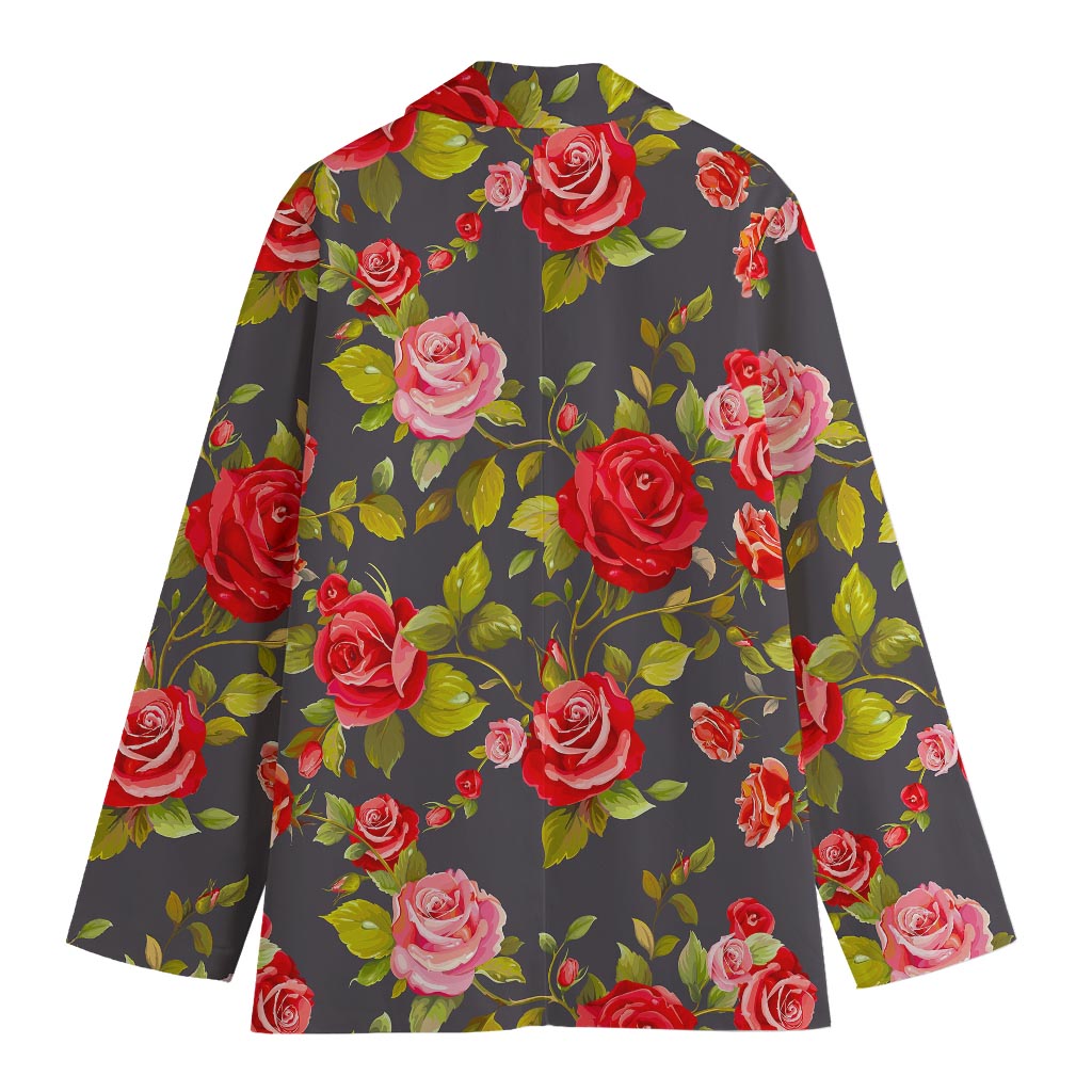 Pink Red Rose Floral Pattern Print Women's Blazer