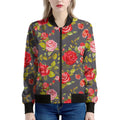 Pink Red Rose Floral Pattern Print Women's Bomber Jacket