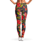 Pink Red Rose Floral Pattern Print Women's Leggings