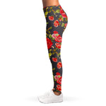 Pink Red Rose Floral Pattern Print Women's Leggings