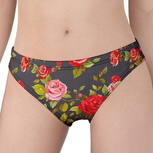 Pink Red Rose Floral Pattern Print Women's Panties