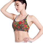 Pink Red Rose Floral Pattern Print Women's Sports Bra
