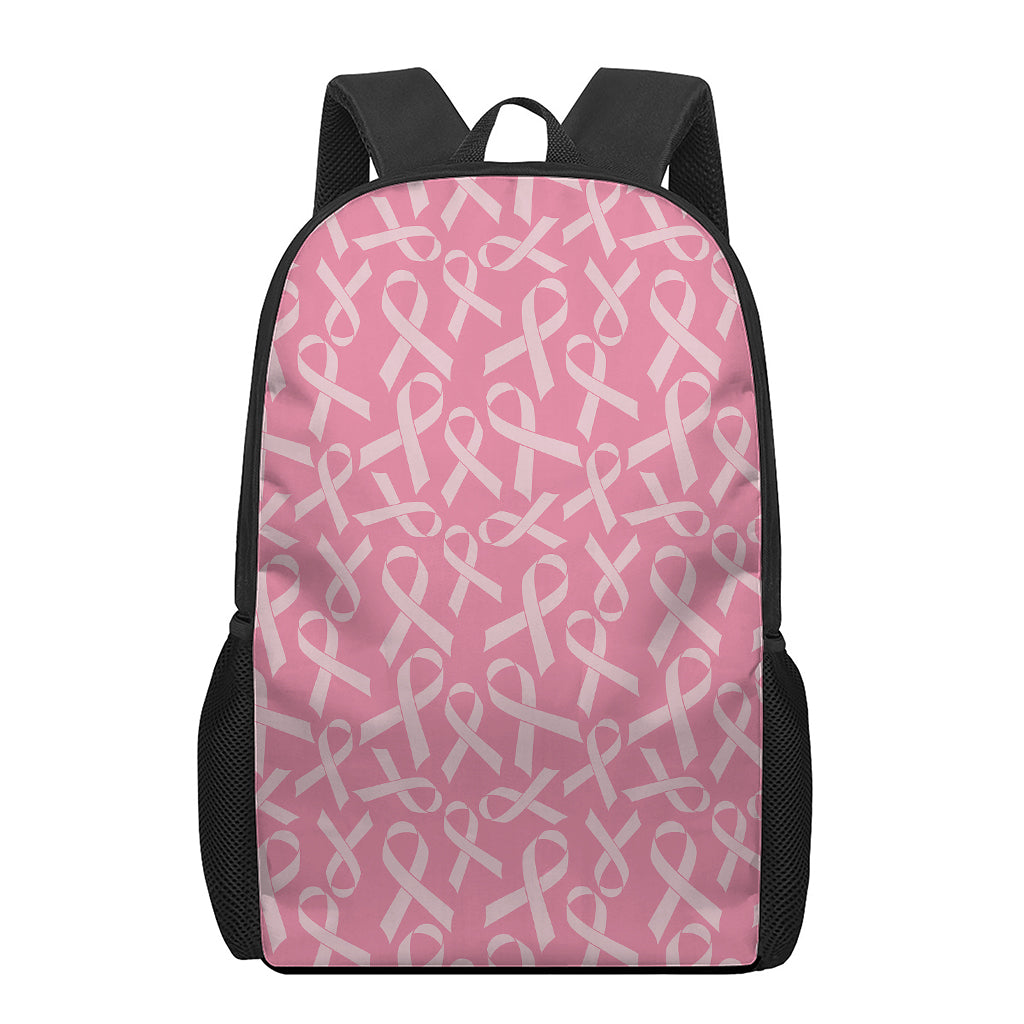 Pink Ribbon Breast Cancer Pattern Print 17 Inch Backpack