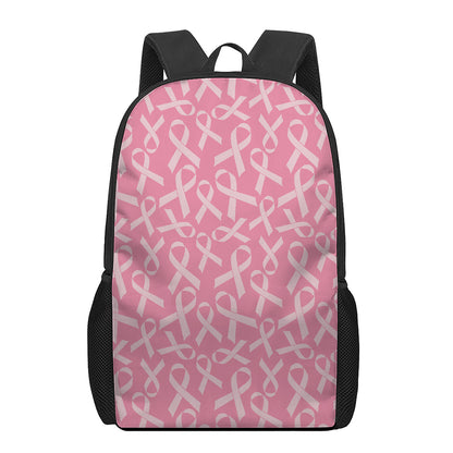 Pink Ribbon Breast Cancer Pattern Print 17 Inch Backpack