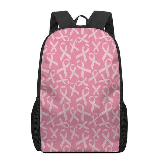 Pink Ribbon Breast Cancer Pattern Print 17 Inch Backpack