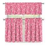 Pink Ribbon Breast Cancer Pattern Print 3 Piece Kitchen Curtains