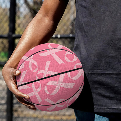 Pink Ribbon Breast Cancer Pattern Print Basketball