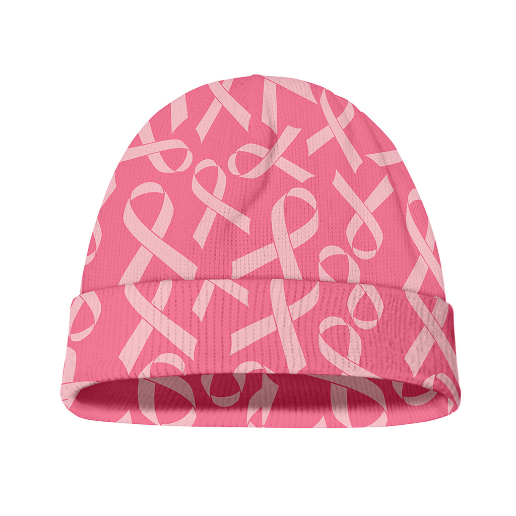 Pink Ribbon Breast Cancer Pattern Print Beanie