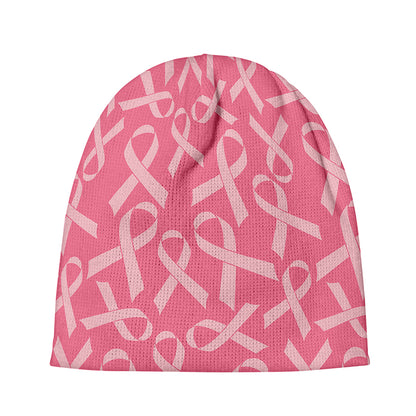 Pink Ribbon Breast Cancer Pattern Print Beanie