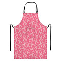 Pink Ribbon Breast Cancer Pattern Print Bib Apron With Pocket