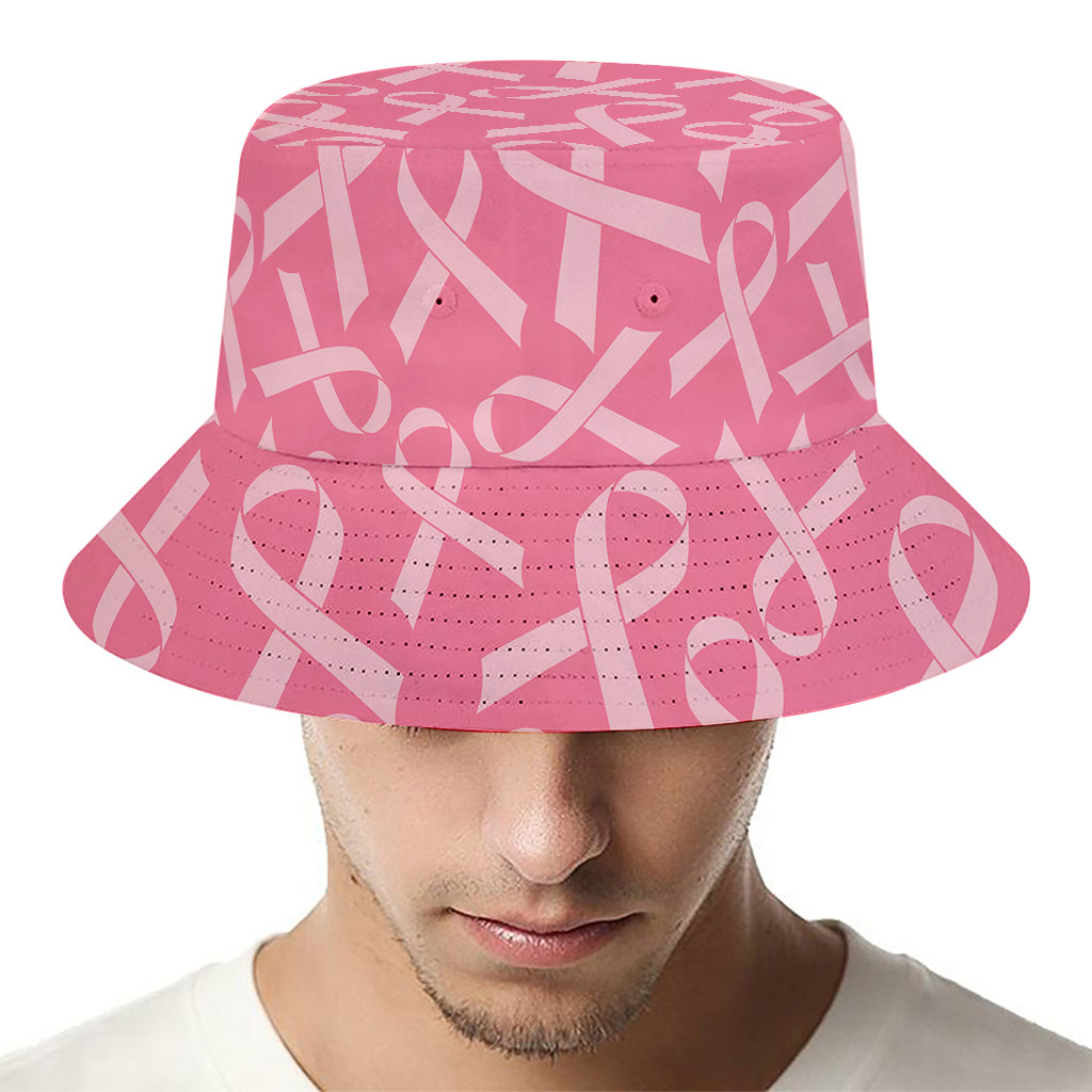 Pink Ribbon Breast Cancer Pattern Print Bucket Hat