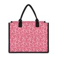 Pink Ribbon Breast Cancer Pattern Print Canvas Tote Bag