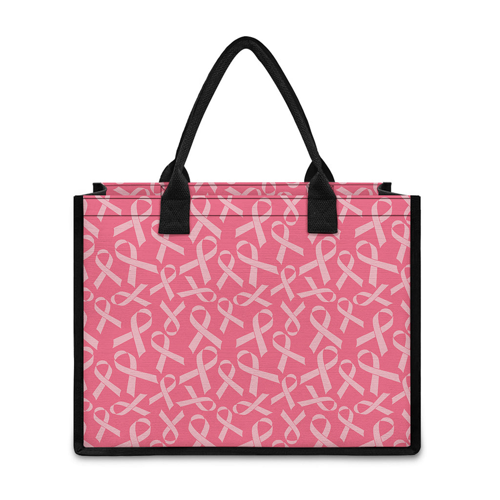 Pink Ribbon Breast Cancer Pattern Print Canvas Tote Bag
