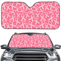 Pink Ribbon Breast Cancer Pattern Print Car Windshield Sun Shade