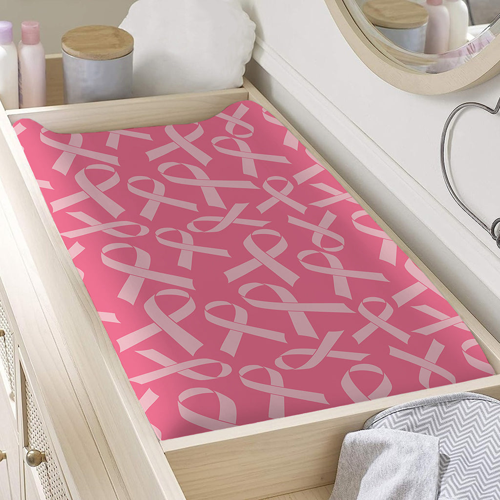 Pink Ribbon Breast Cancer Pattern Print Changing Pad Cover