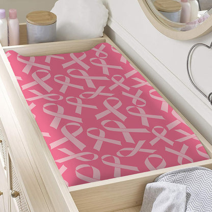 Pink Ribbon Breast Cancer Pattern Print Changing Pad Cover