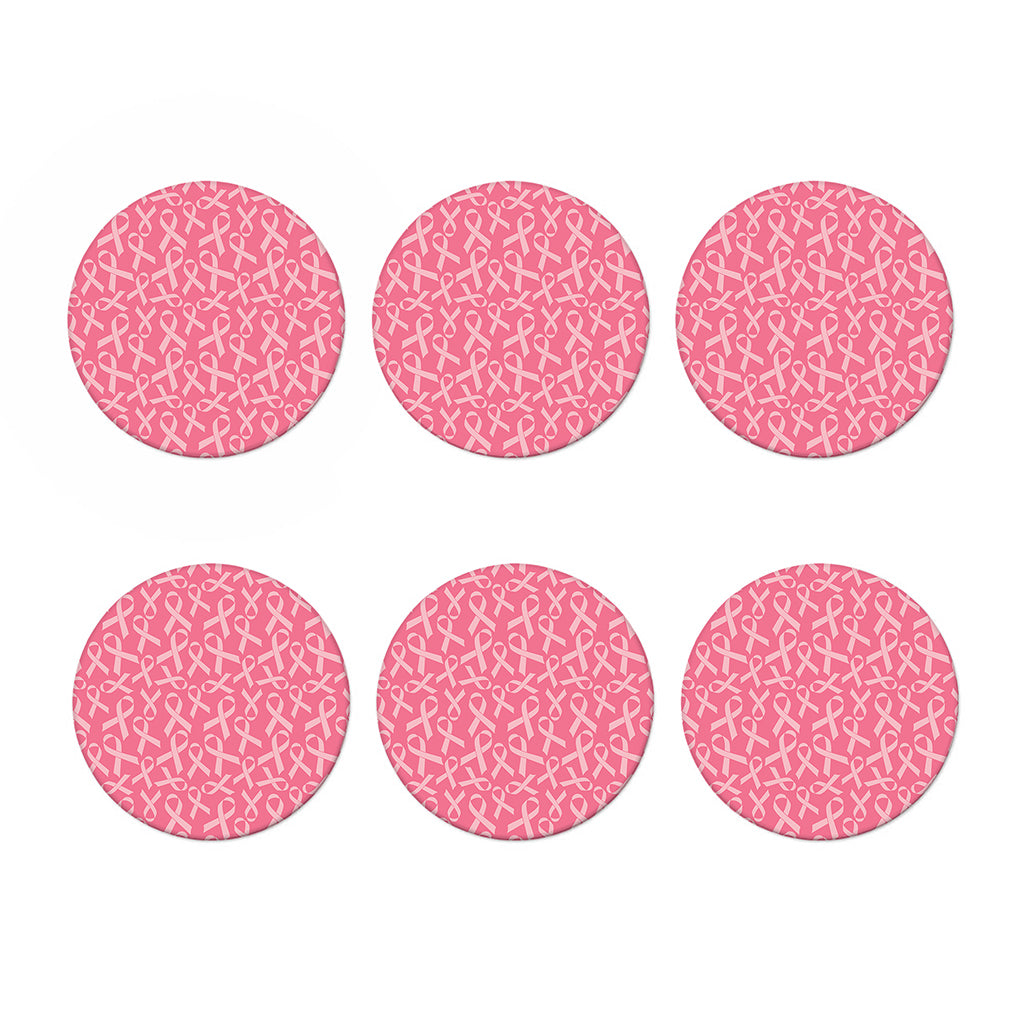 Pink Ribbon Breast Cancer Pattern Print Coaster Set