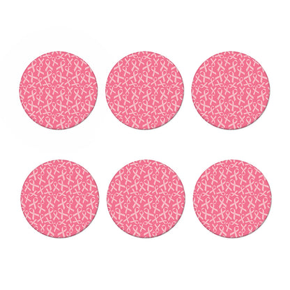 Pink Ribbon Breast Cancer Pattern Print Coaster Set