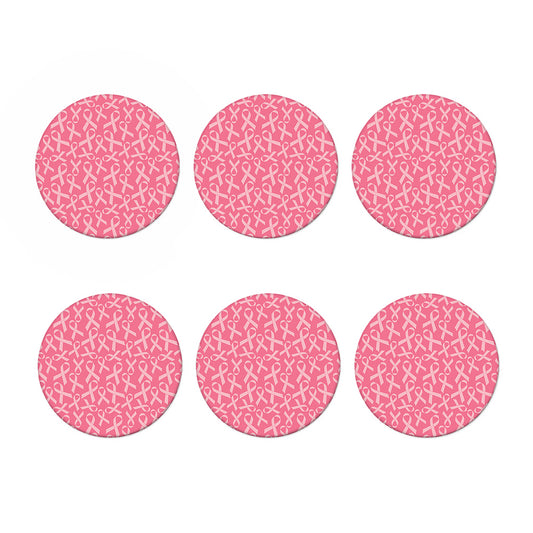 Pink Ribbon Breast Cancer Pattern Print Coaster Set
