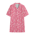Pink Ribbon Breast Cancer Pattern Print Cotton Hawaiian Shirt